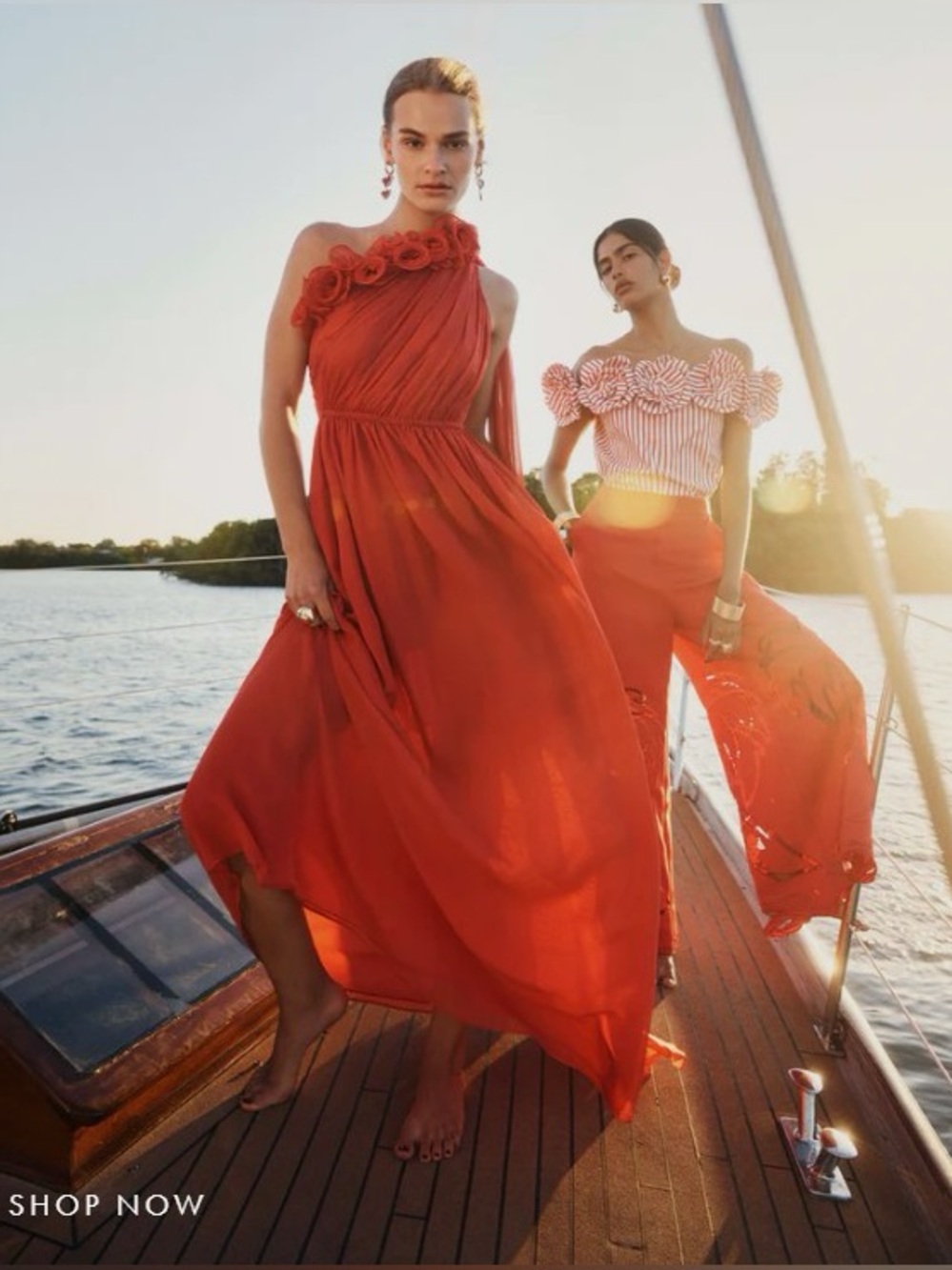 LEO LIN Jenni Red One Shoulder Rosette 100% Silk Maxi Dress AU8/US4 NWT